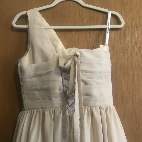 POMUYOO Women's One Shoulder Drawstring Back Thigh Slit Maxi Dress Size 8 - Picture 4 of 14